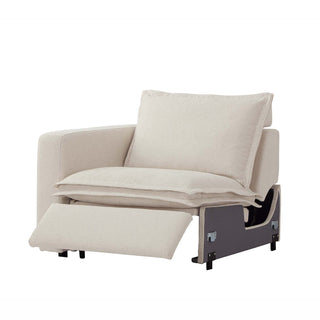 Moorizon Harmony Hug Lounger electric recliner, ivory fabric sofa RAF (right arm facing), modern sectional module