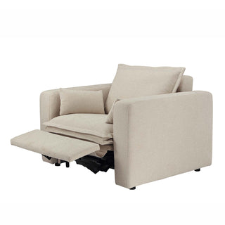 Moorizon Harmony Hug Lounge electric recliner sand fabric sofa chair, contemporary modular lounge chair, single seat