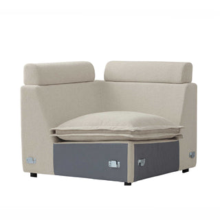 Moorizon Harmony Hug Lounger sand fabric sofa corner piece, modern sectional seating