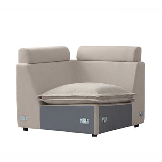 Moorizon Harmony Hug Lounge taupe fabric sofa corner piece, contemporary modular sectional unit