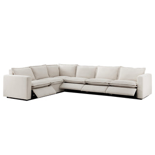 Moorizon Harmony Hug Lounger white fabric electric recliner sofa, contemporary modular sectional sofa