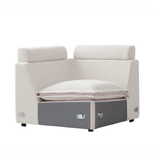 Moorizon Harmony Hug Lounger white fabric sofa corner piece, elegant sectional sofa