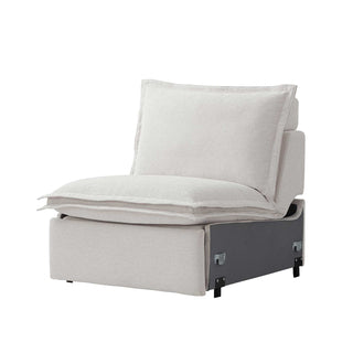 Moorizon Harmony Hug Lounger stationary armless white fabric chair, modern modular sofa seating