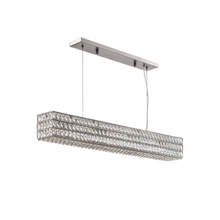 MOORIZON Lattice Crystal Linear Chandelier, Large chandelier in modern rectangle crystal pendant for dining room & kitchen island