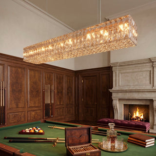 Lattice Rectangular Faceted Crystal Chandelier