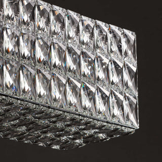 MOORIZON Lattice Crystal Linear Chandelier, Medium – sleek crystal bar light for dining tables and islands