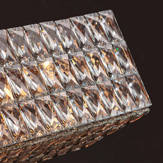 MOORIZON details of Lattice Crystal Linear Pendant, Small – slim rectangular crystal chandelier, square shape crystal