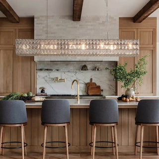 MOORIZON Lattice Crystal Linear Chandelier, Small – narrow crystal bar light for kitchen island