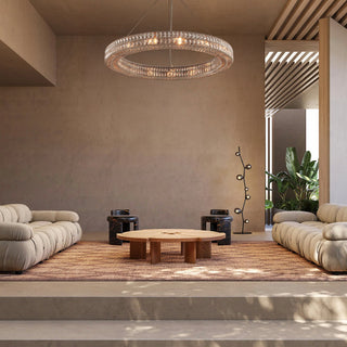 MOORIZON Lattice Crystal Round Chandelier, Large – luxury halo crystal ring light for living or dining room