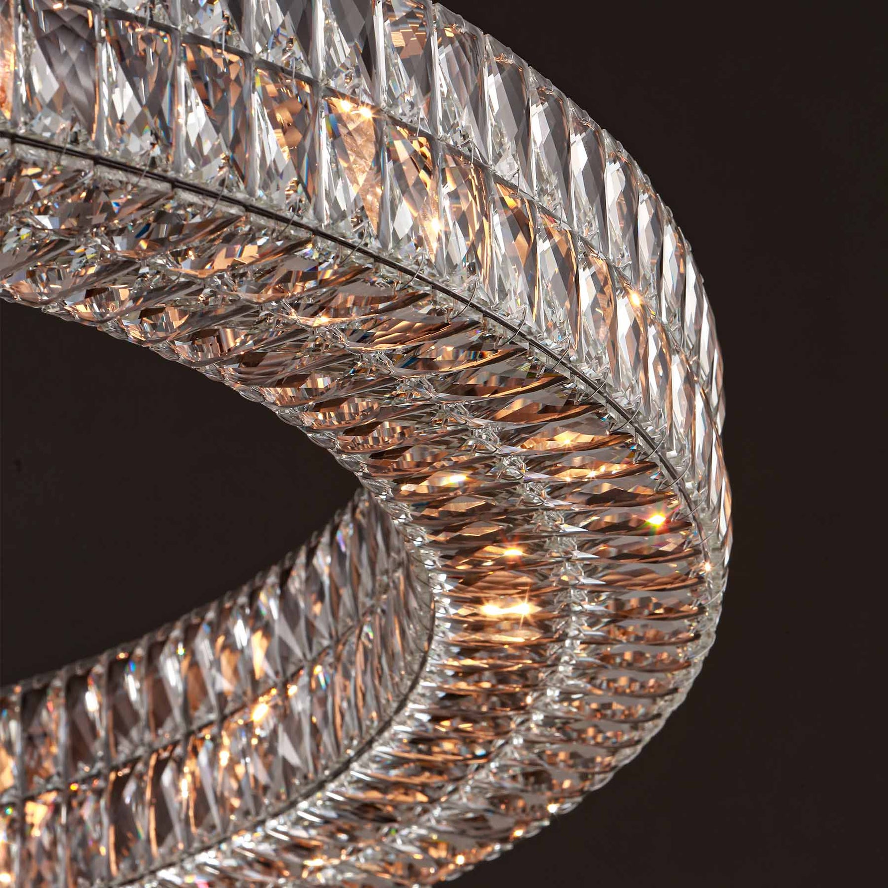 MOORIZON Lattice Crystal Round Chandelier, Medium – luxe halo chandelier for dining room