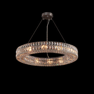 MOORIZON Lattice Crystal Round Chandelier, Small – compact crystal circle light