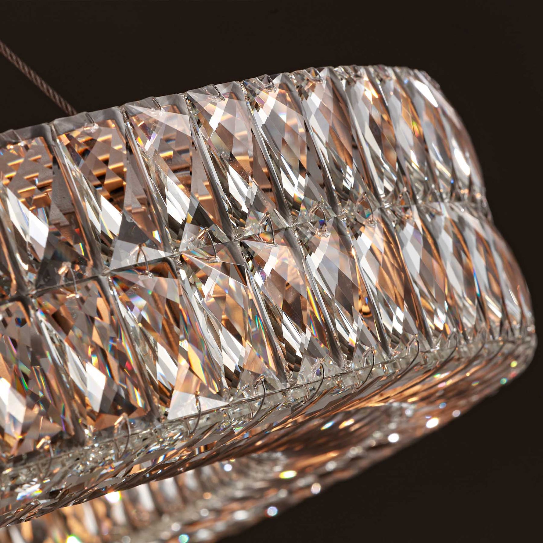 MOORIZON Lattice Crystal Round Chandelier, Small – circular crystal ring light for bedroom or nook