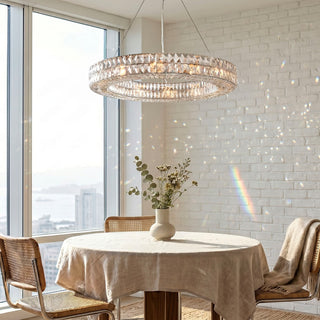 Lattice Faceted Crystal Ring Chandelier