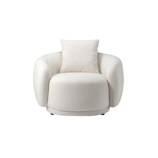 Moorizon Lovenest curved sofa in white bouclé fabric, single armless piece