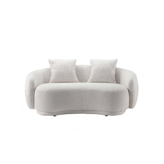 Moorizon Lovenest curved sofa in white bouclé fabric, two-piece sectional design