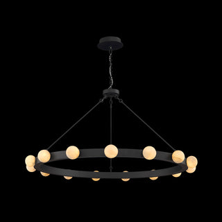 Moorizon Luna Orbit chandelier 60 inch on black background, modern circular chandelier for dining room and foyer