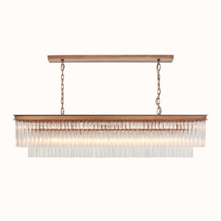 Moorizon Marais Rectangle Chandelier Large – Linear chandelier front view, brass frame and clear glass
