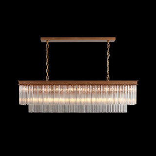 Moorizon Marais Rectangle Chandelier Small – Tiered glass linear chandelier with warm glow