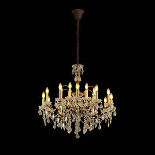 Moorizon Rustline Crystal Chandelier Medium – Traditional brass chandelier with hanging crystals