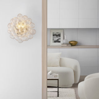 Moorizon Spiral Bubble glass wall sconce styled with Lovenest sofa, modern interior décor