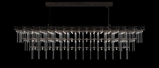 Stardust rectangular dining chandelier with glass rods and polished metal, Moorizon
