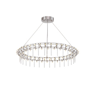Moorizon Stardust circular ring chandelier with glass rods, modern statement light