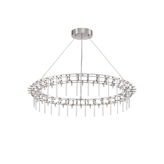Moorizon Stardust ring chandelier, circular glass-rod ceiling light, white background
