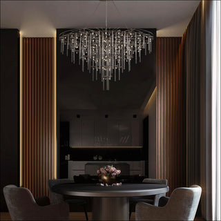 Moorizon Stardust round chandelier large, concentric glass rods, hotel-grade ceiling light