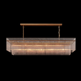 MOORIZON Timelore Rectangle Chandelier, Large — fluted-glass linear pendant for dining table or kitchen island