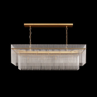 MOORIZON Timelore Rectangle Pendant, Small – slim linear chandelier for kitchen island