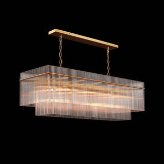 MOORIZON Timelore Linear Chandelier, Small – modern fluted glass rectangle pendant