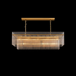 MOORIZON Timelore Rectangle Glas Rod Pendant, W54“ – slim linear chandelier for kitchen island