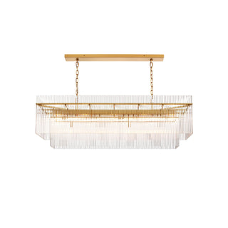 MOORIZON Timelore Rectangle Glas Rod Pendant, W54“ – slim linear chandelier for kitchen island