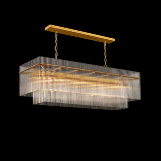 MOORIZON Timelore Rectangle Glas Rod Pendant, W54“ – slim linear chandelier for kitchen island