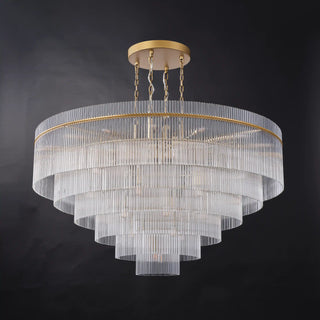 Timelore Round Glass Rod Chandelier
