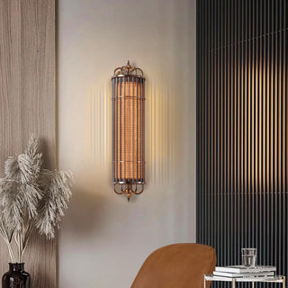 MOORIZON Urban Glow Wall Sconce, Large — modern column sconce with textured glass, living room accent lighting
