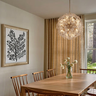 Wavora glass sphere chandelier with hand-pressed discs and warm glow, Moorizon