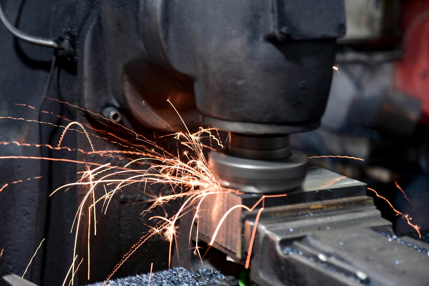 Close-up of welding sparks in workshop — craftsmanship and fabrication theme