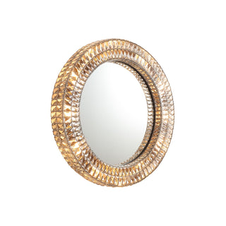 Moorizon Lattice Crystal round wall mirror, crystal frame detail, elegant mirror for entryway and powder room