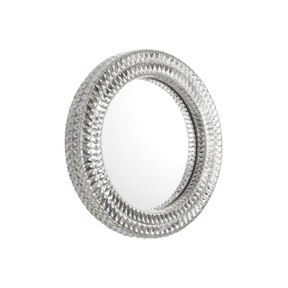 Moorizon Lattice Crystal round decorative mirror, crystal ring frame, luxury wall mirror for vanity area