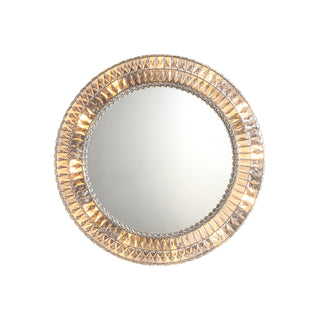 Moorizon Lattice Crystal circular mirror, crystal-accented frame, elegant wall mirror for entryway or bathroom