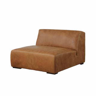 Rustic Haven armless sectional seat in cocoa brown leather