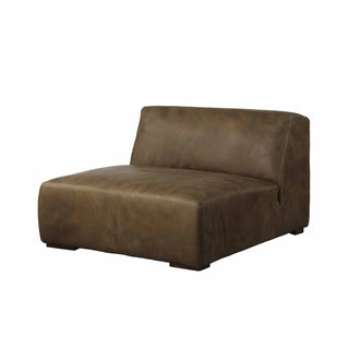 Rustic Haven armless sectional seat in whiskey brown leather