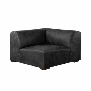 front view of Rustic Haven corner sectional sofa piece in new black leather