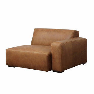 Rustic Haven left arm sectional sofa piece in cognac brown leather