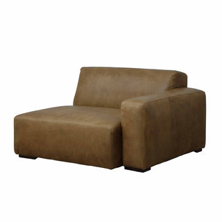 Rustic Haven left arm sectional sofa piece in latte brown leather