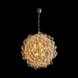 oversized warm light spiral bubble glass chandelier with dramatic statement lighting for living rooms or foyers