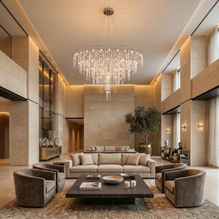Aura Round LED Glass Rod Chandelier