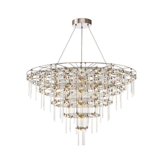 Large Stardust chandelier with grand cascading glass rods in a tiered round silhouette