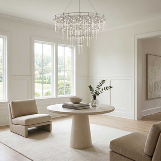 Aura Round LED Glass Rod Chandelier